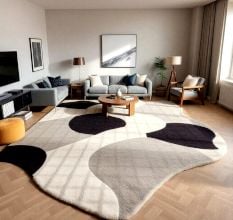 Handcrafted Neutral Organic Abstract Living Room Rug
